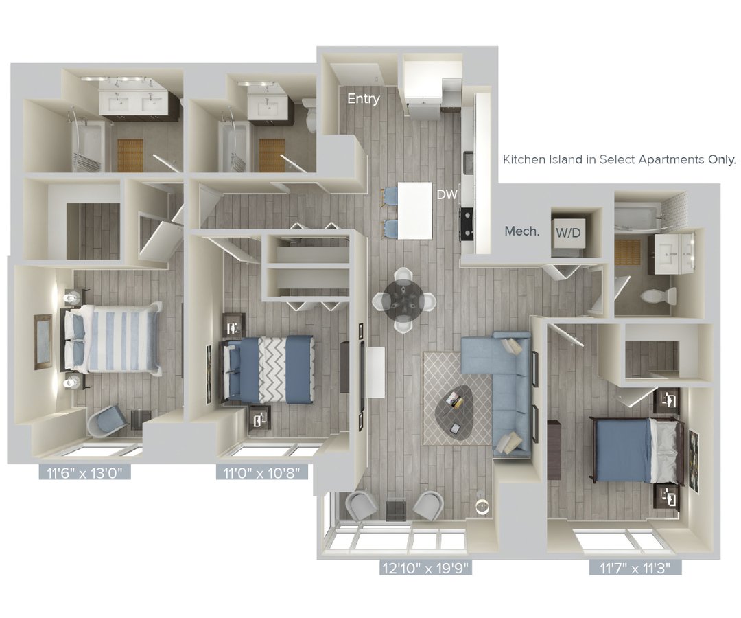 3 Bedrooms 3 Bathrooms Apartment for rent at Avalon Brooklyn Bay in Brooklyn, NY