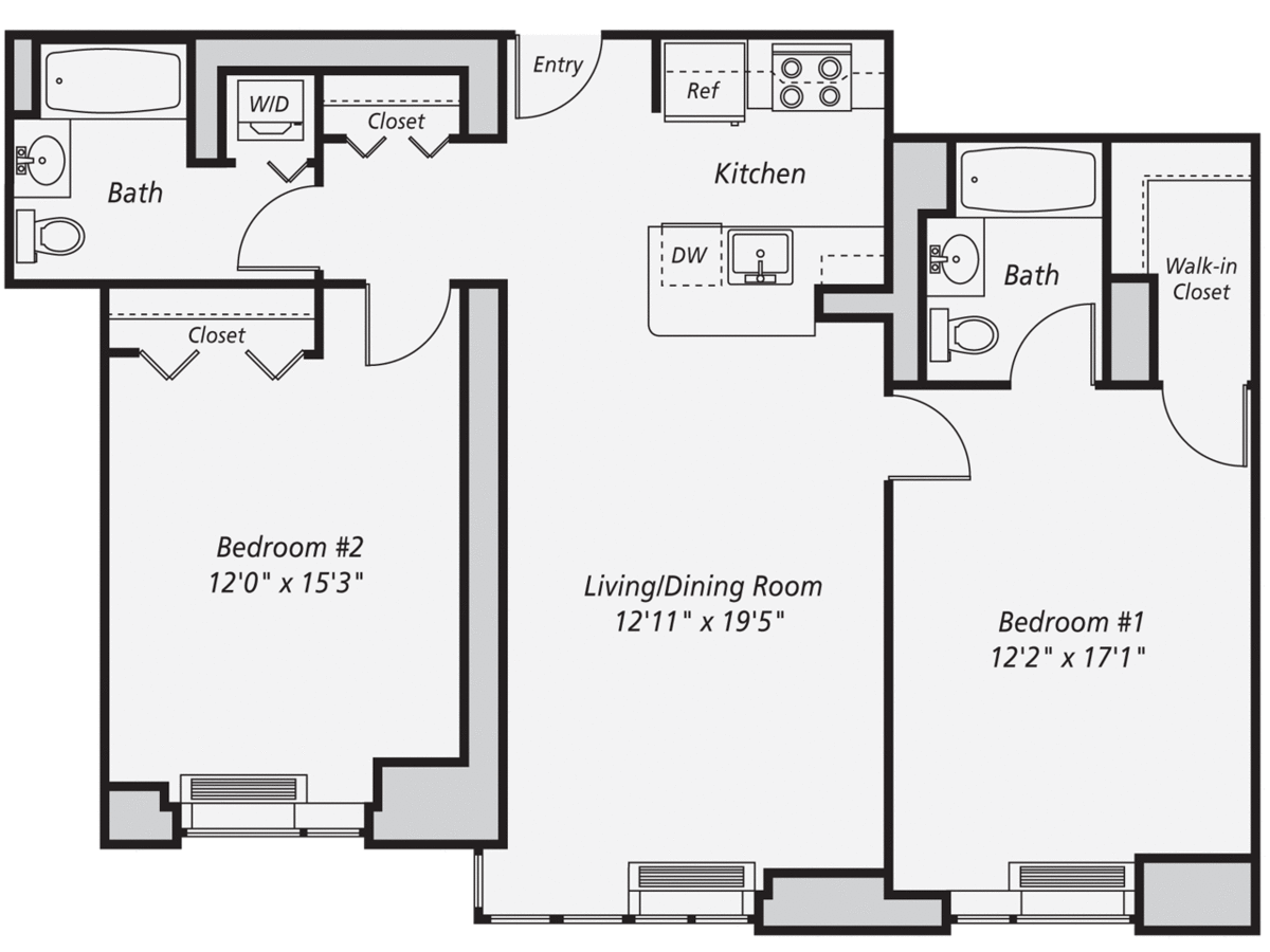 2 Bedrooms 2 Bathrooms Apartment for rent at AVA Fort Greene in Brooklyn, NY