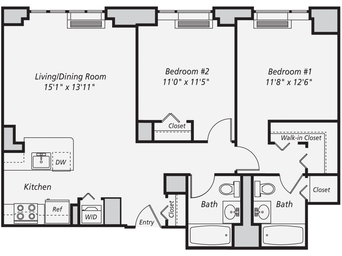 2 Bedrooms 2 Bathrooms Apartment for rent at AVA Fort Greene in Brooklyn, NY