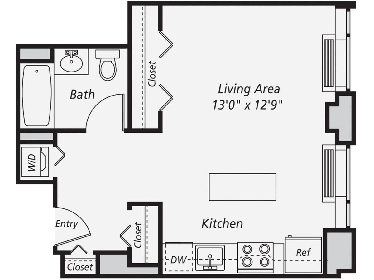 Studio 1 Bathroom Apartment for rent at AVA Fort Greene in Brooklyn, NY