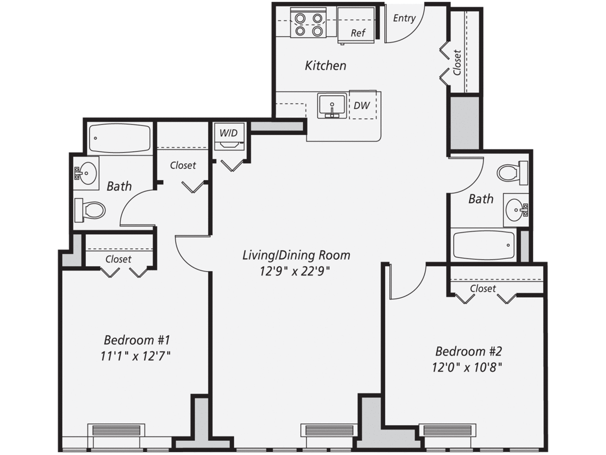 2 Bedrooms 2 Bathrooms Apartment for rent at AVA Fort Greene in Brooklyn, NY