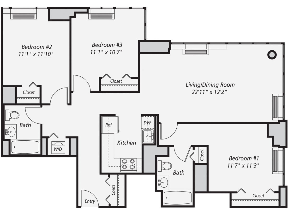 3 Bedrooms 2 Bathrooms Apartment for rent at AVA Fort Greene in Brooklyn, NY