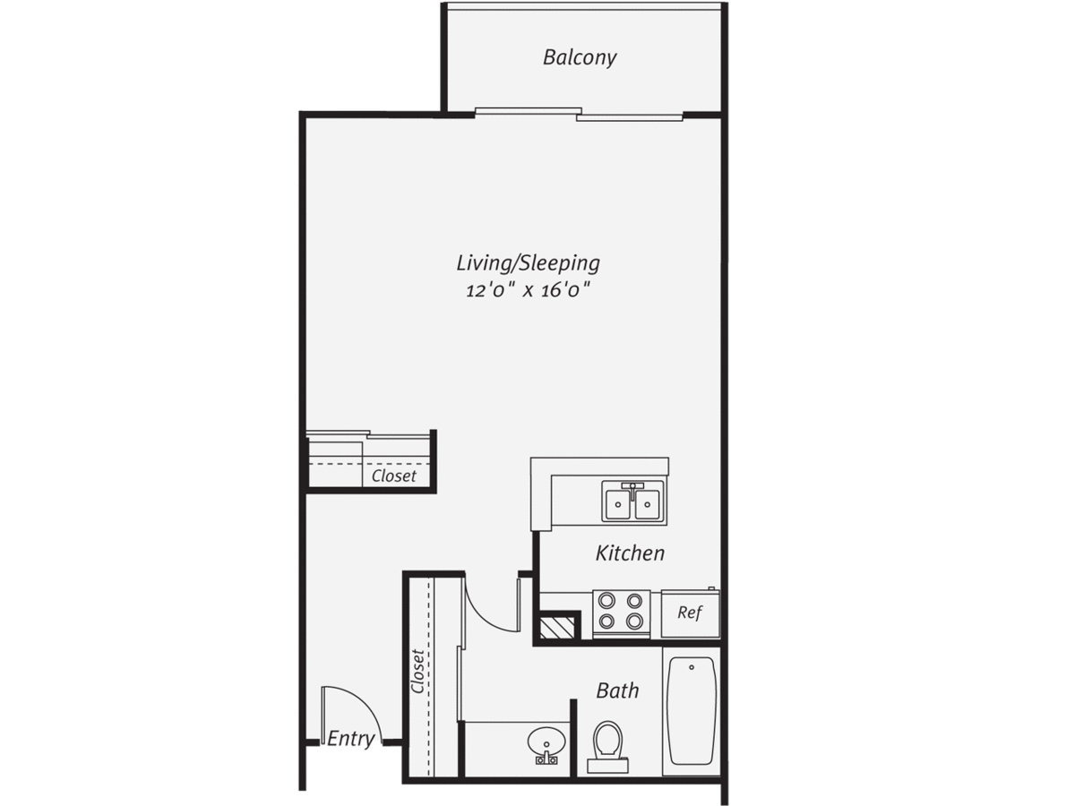 Studio 1 Bathroom Apartment for rent at AVA Cortez Hill in San Diego, CA