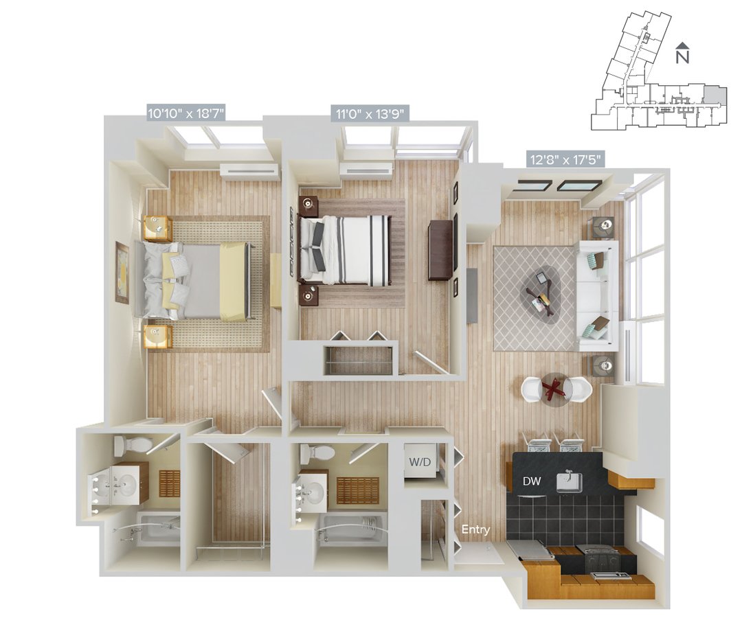 Studio 2 Bathrooms Apartment for rent at Avalon Riverview in Long Island City, NY