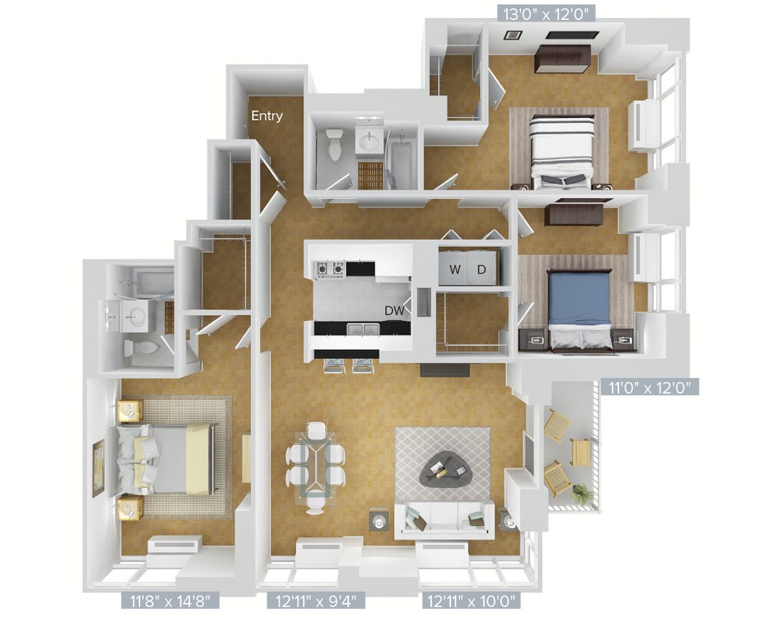 3 Bedrooms 2 Bathrooms Apartment for rent at Avalon Riverview in Long Island City, NY