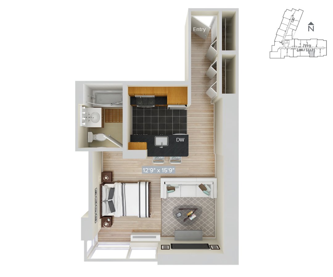 Studio 1 Bathroom Apartment for rent at Avalon Riverview in Long Island City, NY