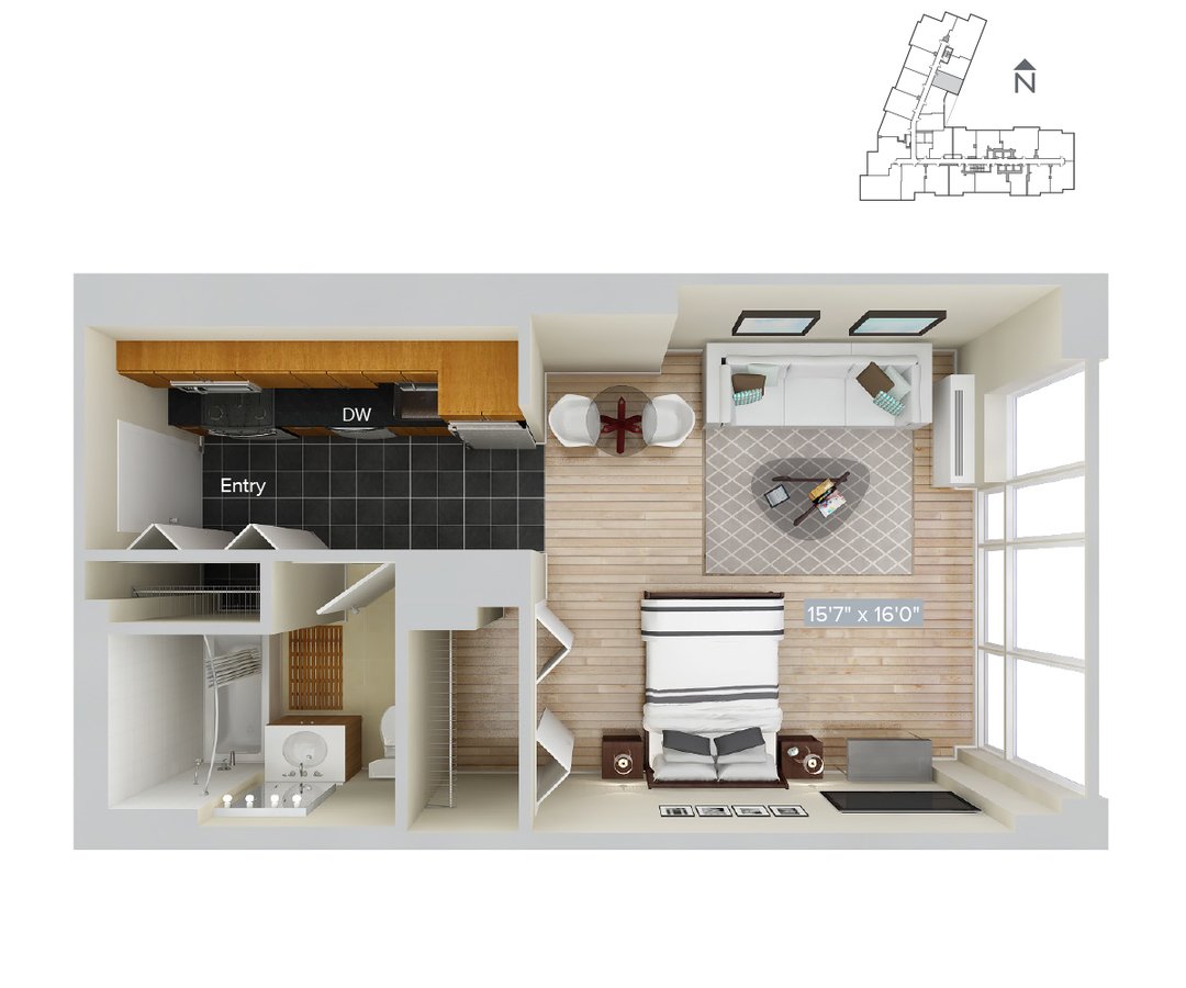 Studio 1 Bathroom Apartment for rent at Avalon Riverview in Long Island City, NY