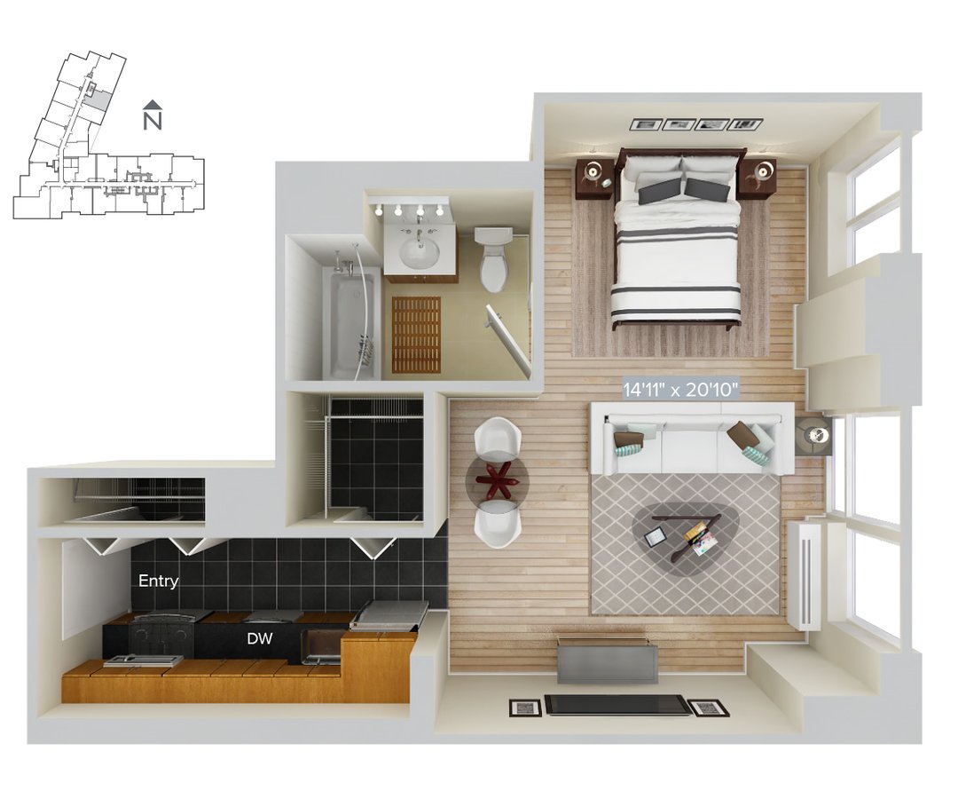 Studio 1 Bathroom Apartment for rent at Avalon Riverview in Long Island City, NY