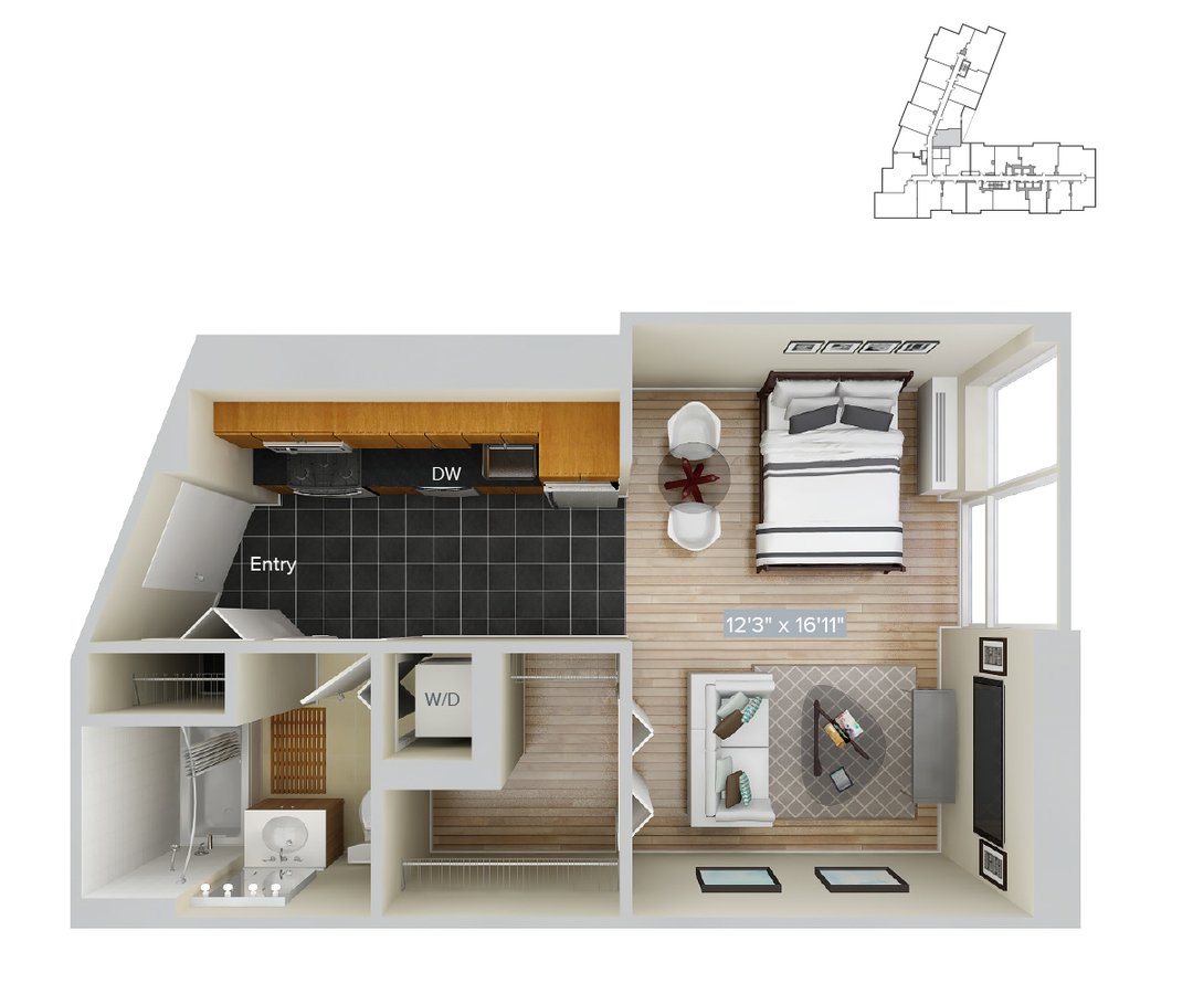 Studio 1 Bathroom Apartment for rent at Avalon Riverview in Long Island City, NY