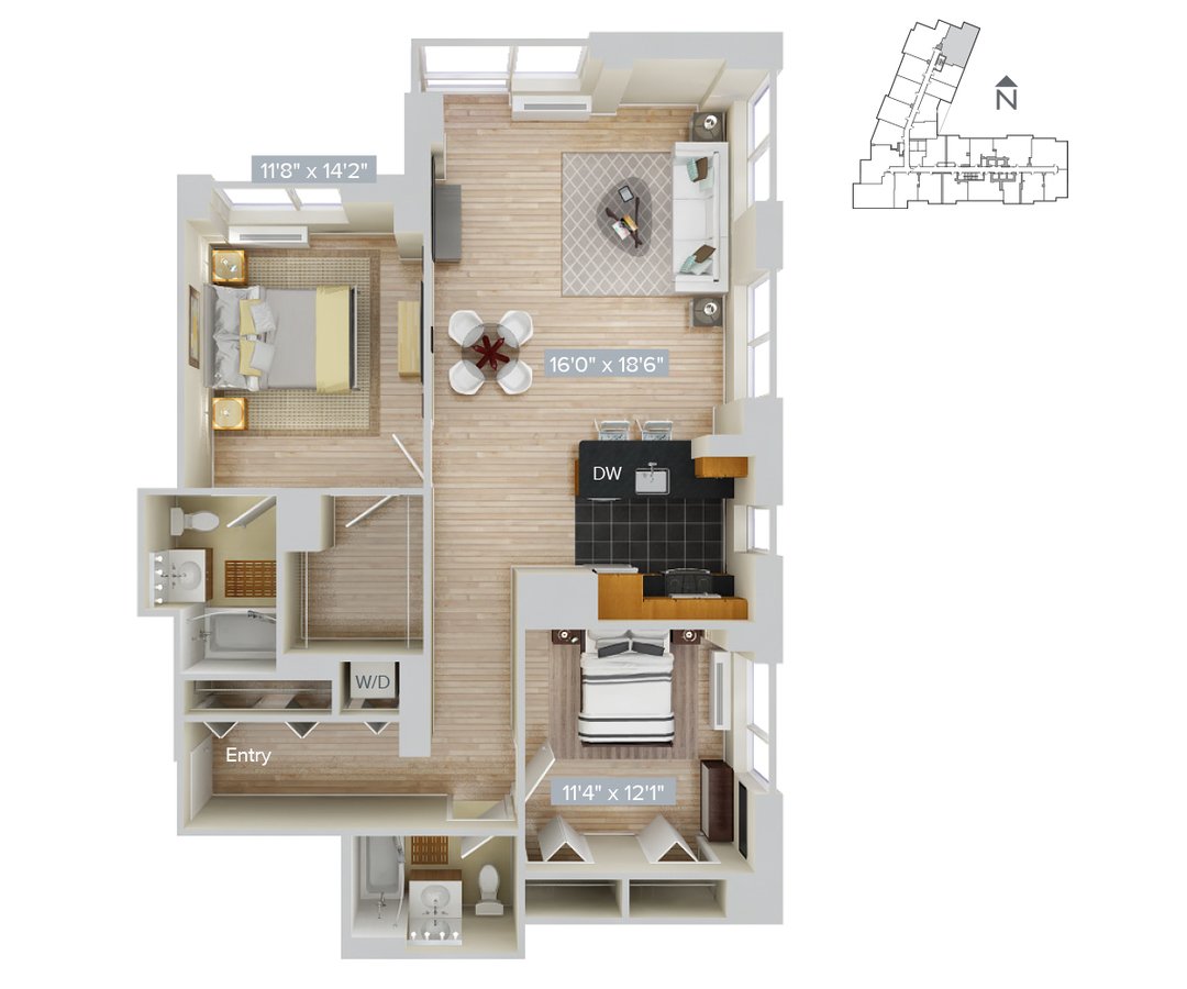 2 Bedrooms 2 Bathrooms Apartment for rent at Avalon Riverview in Long Island City, NY