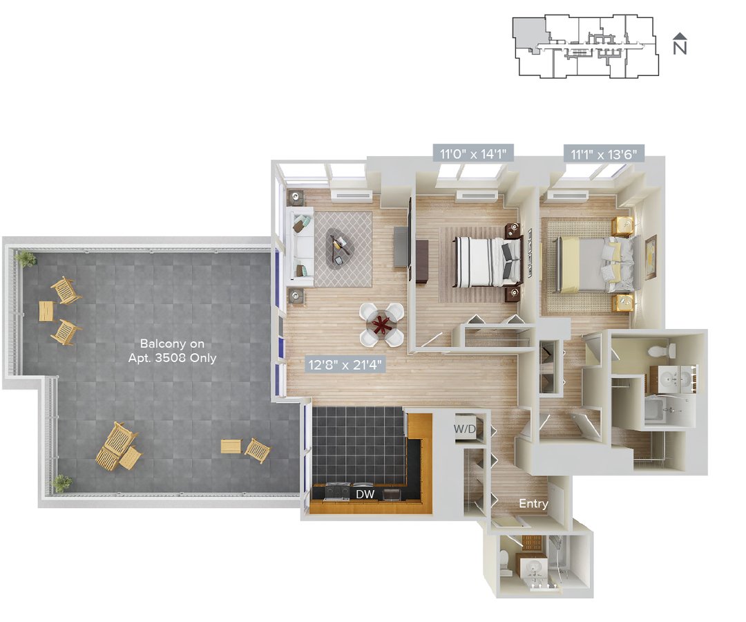 Studio 2 Bathrooms Apartment for rent at Avalon Riverview in Long Island City, NY