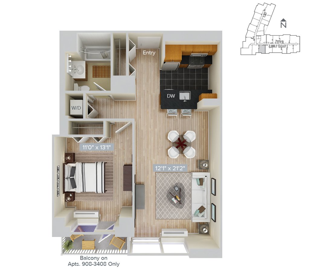 1 Bedroom 1 Bathroom Apartment for rent at Avalon Riverview in Long Island City, NY
