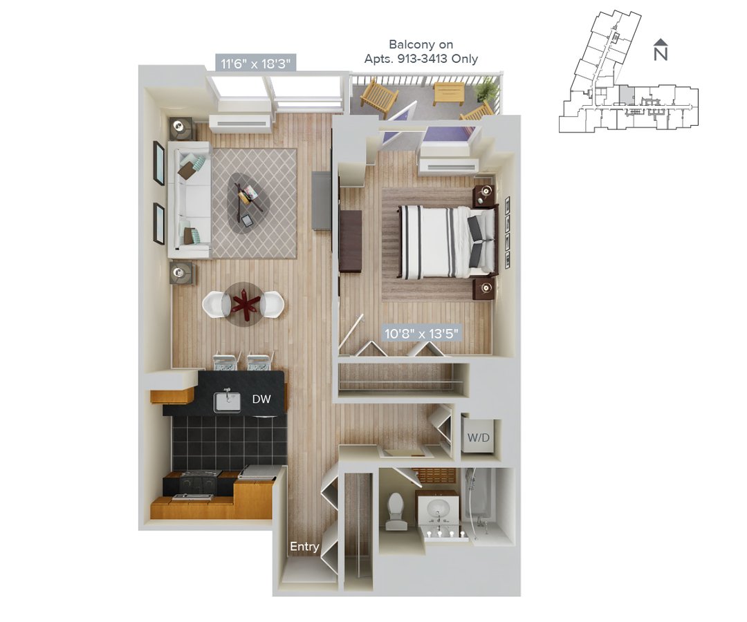 1 Bedroom 1 Bathroom Apartment for rent at Avalon Riverview in Long Island City, NY