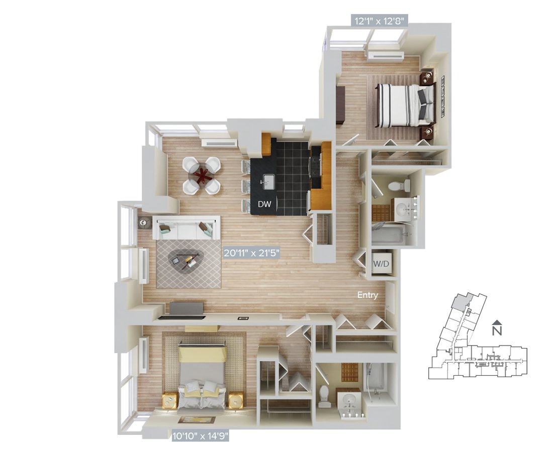 Studio 2 Bathrooms Apartment for rent at Avalon Riverview in Long Island City, NY