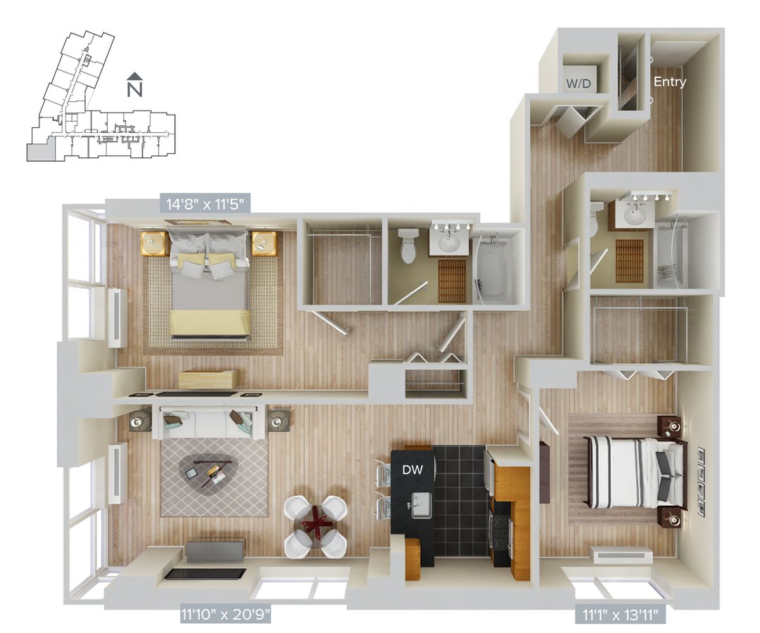 2 Bedrooms 2 Bathrooms Apartment for rent at Avalon Riverview in Long Island City, NY