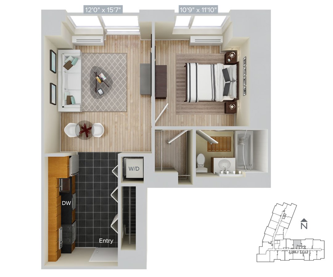 1 Bedroom 1 Bathroom Apartment for rent at Avalon Riverview in Long Island City, NY