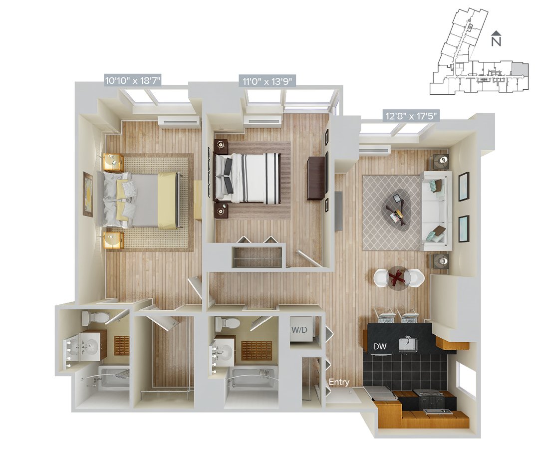 2 Bedrooms 2 Bathrooms Apartment for rent at Avalon Riverview in Long Island City, NY