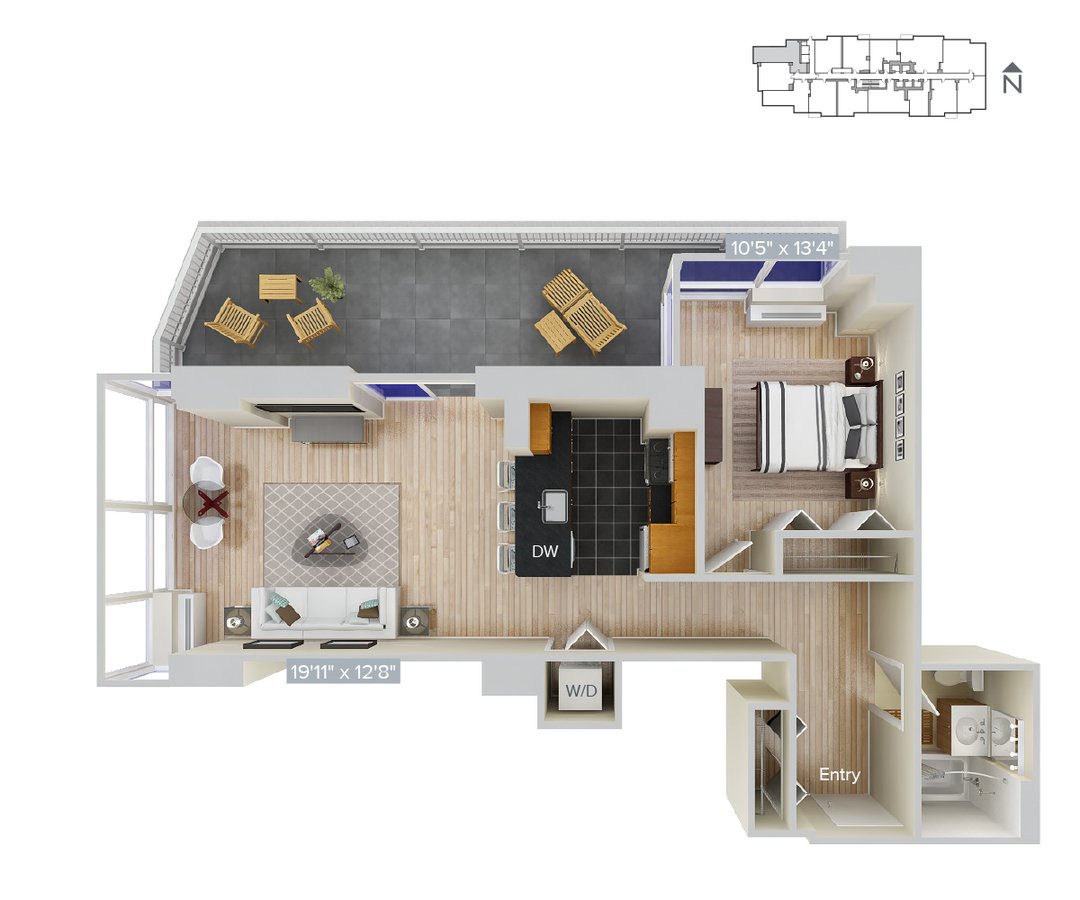 Studio 1 Bathroom Apartment for rent at Avalon Riverview in Long Island City, NY