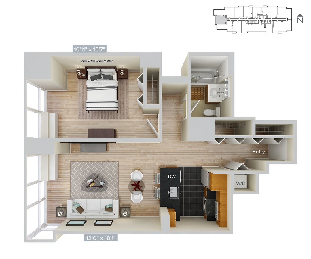 Studio 1 Bathroom Apartment for rent at Avalon Riverview in Long Island City, NY