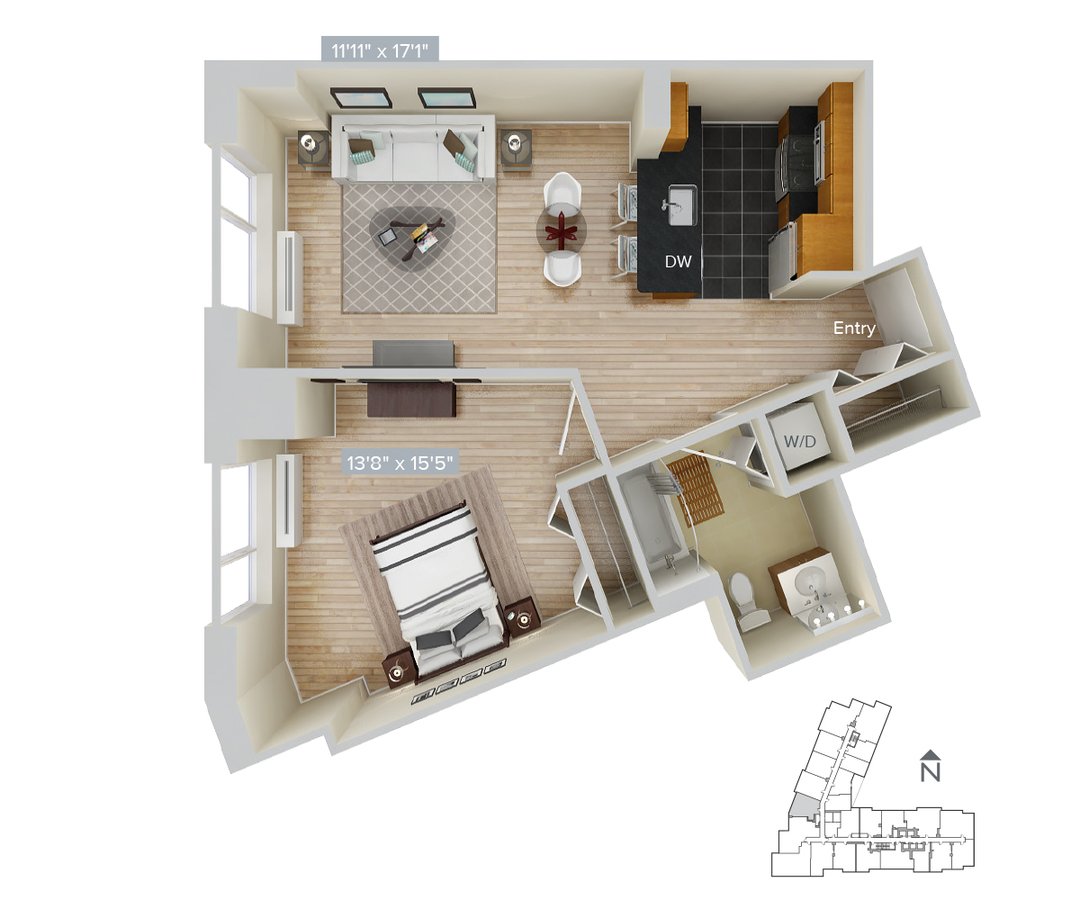 1 Bedroom 1 Bathroom Apartment for rent at Avalon Riverview in Long Island City, NY