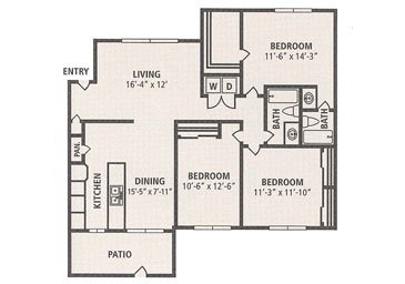 3 Bedrooms 2 Bathrooms Apartment for rent at Vintage in Houston, TX