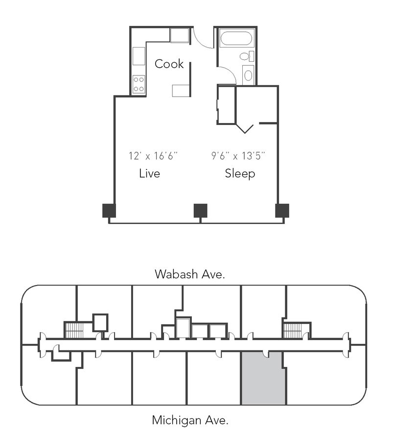 Studio 1 Bathroom Apartment for rent at Park Michigan - 1212 S Michigan Ave in Chicago, IL