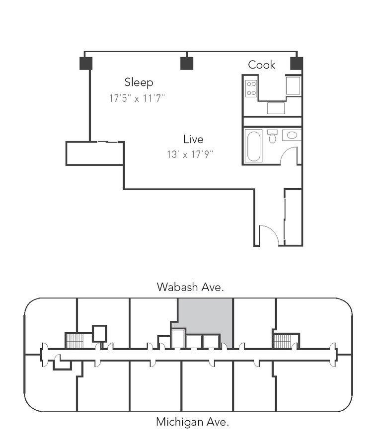 Studio 1 Bathroom Apartment for rent at Park Michigan - 1212 S Michigan Ave in Chicago, IL