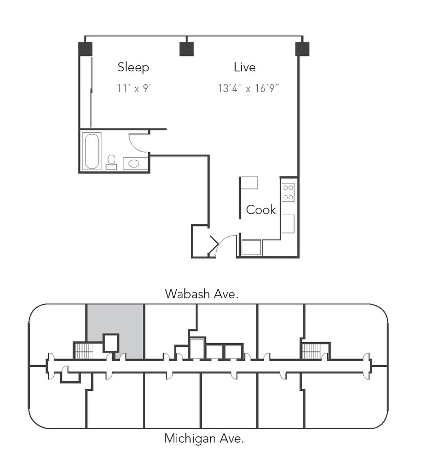 Studio 1 Bathroom Apartment for rent at Park Michigan - 1212 S Michigan Ave in Chicago, IL