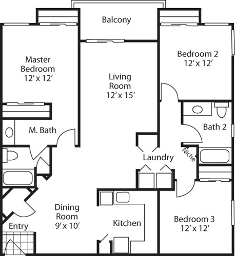 3 Bedrooms 2 Bathrooms Apartment for rent at Del Mar Ridge in San Diego, CA