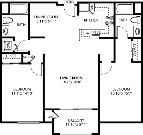 2 Bedrooms 2 Bathrooms Apartment for rent at Victor on Venice in Los Angeles, CA