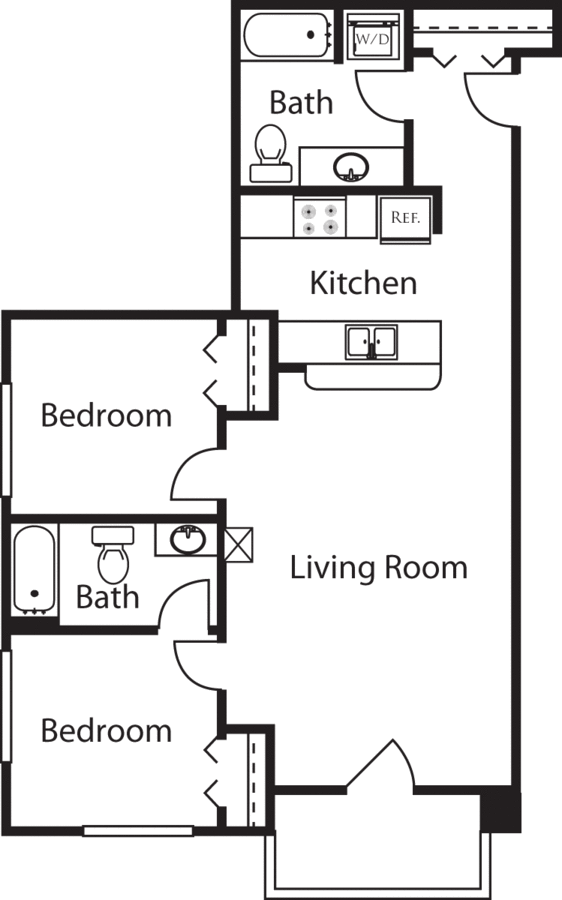 2 Bedrooms 2 Bathrooms Apartment for rent at Market Street Village in San Diego, CA