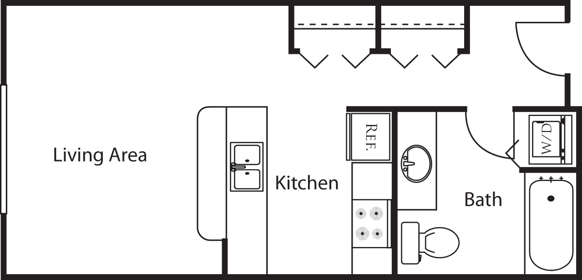 Studio 1 Bathroom Apartment for rent at Market Street Village in San Diego, CA