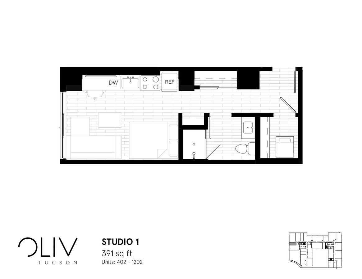 Studio 1 Bathroom Apartment for rent at ōliv Tucson in Tucson, AZ