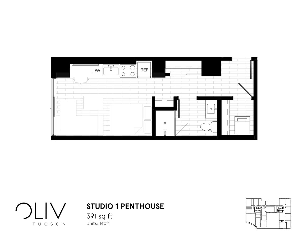 Studio 1 Bathroom Apartment for rent at ōliv Tucson in Tucson, AZ
