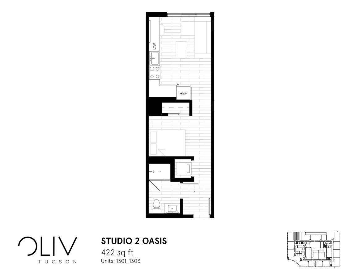 Studio 1 Bathroom Apartment for rent at ōliv Tucson in Tucson, AZ