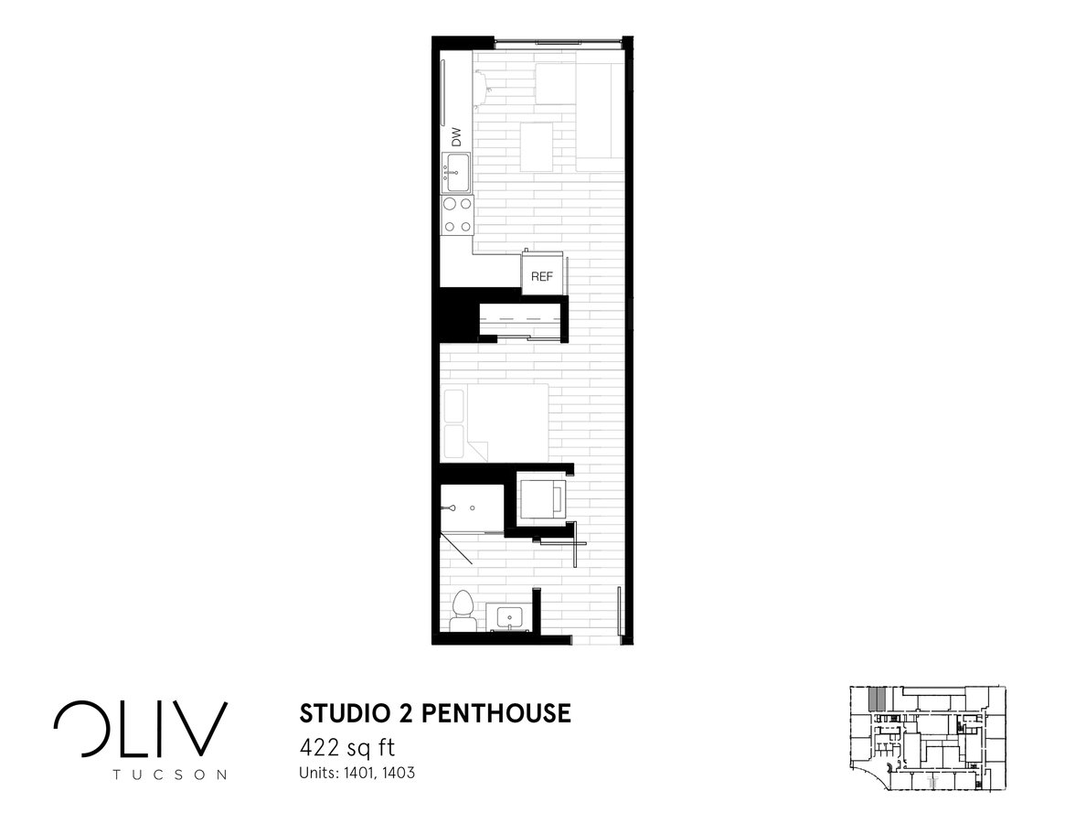 Studio 1 Bathroom Apartment for rent at ōliv Tucson in Tucson, AZ