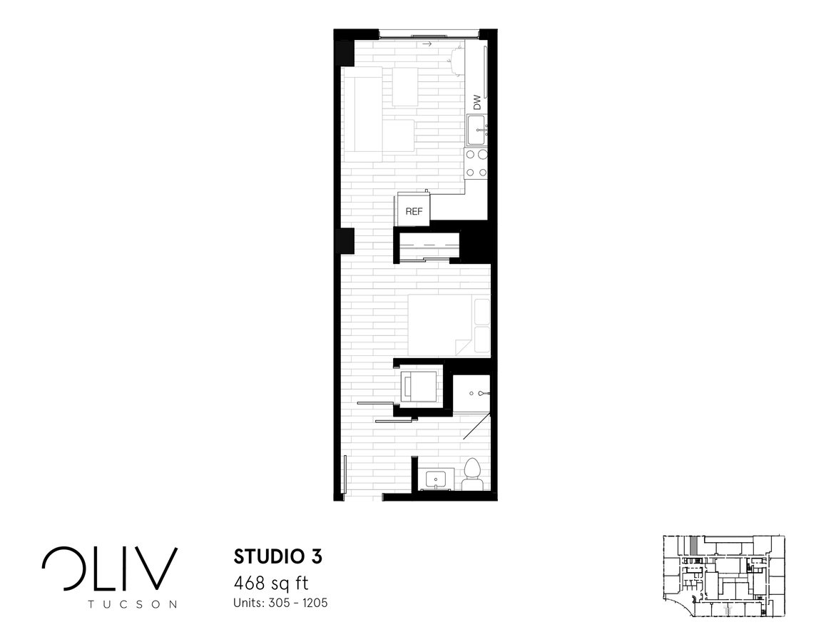 Studio 1 Bathroom Apartment for rent at ōliv Tucson in Tucson, AZ