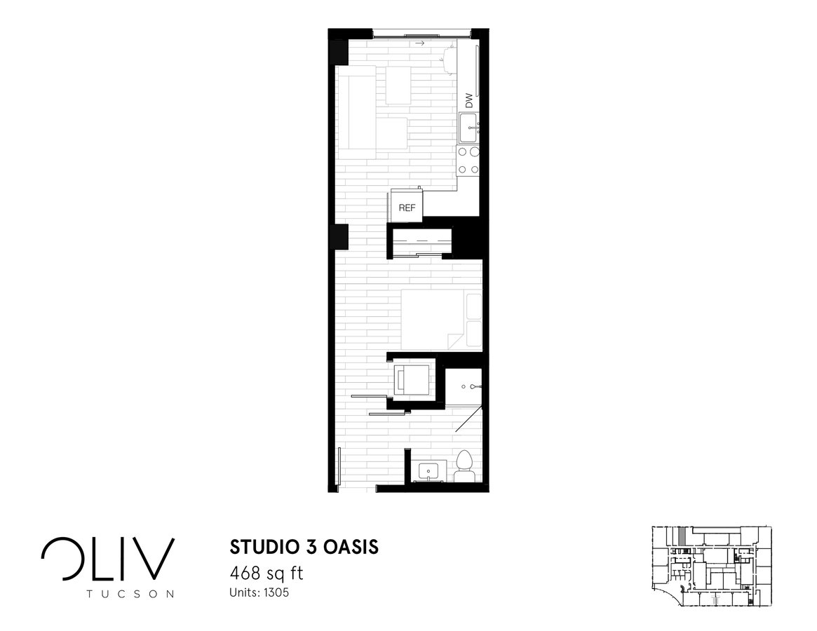 Studio 1 Bathroom Apartment for rent at ōliv Tucson in Tucson, AZ
