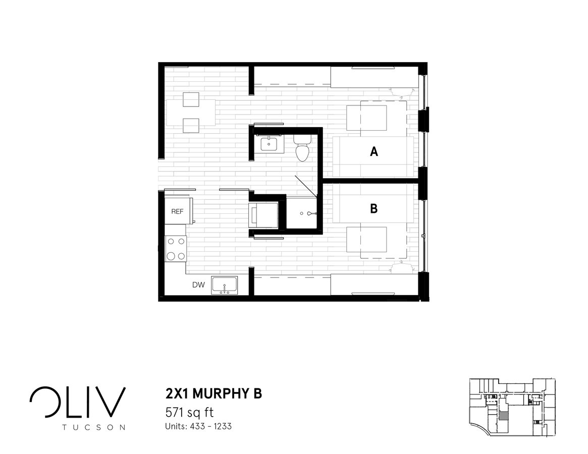2 Bedrooms 1 Bathroom Apartment for rent at ōliv Tucson in Tucson, AZ