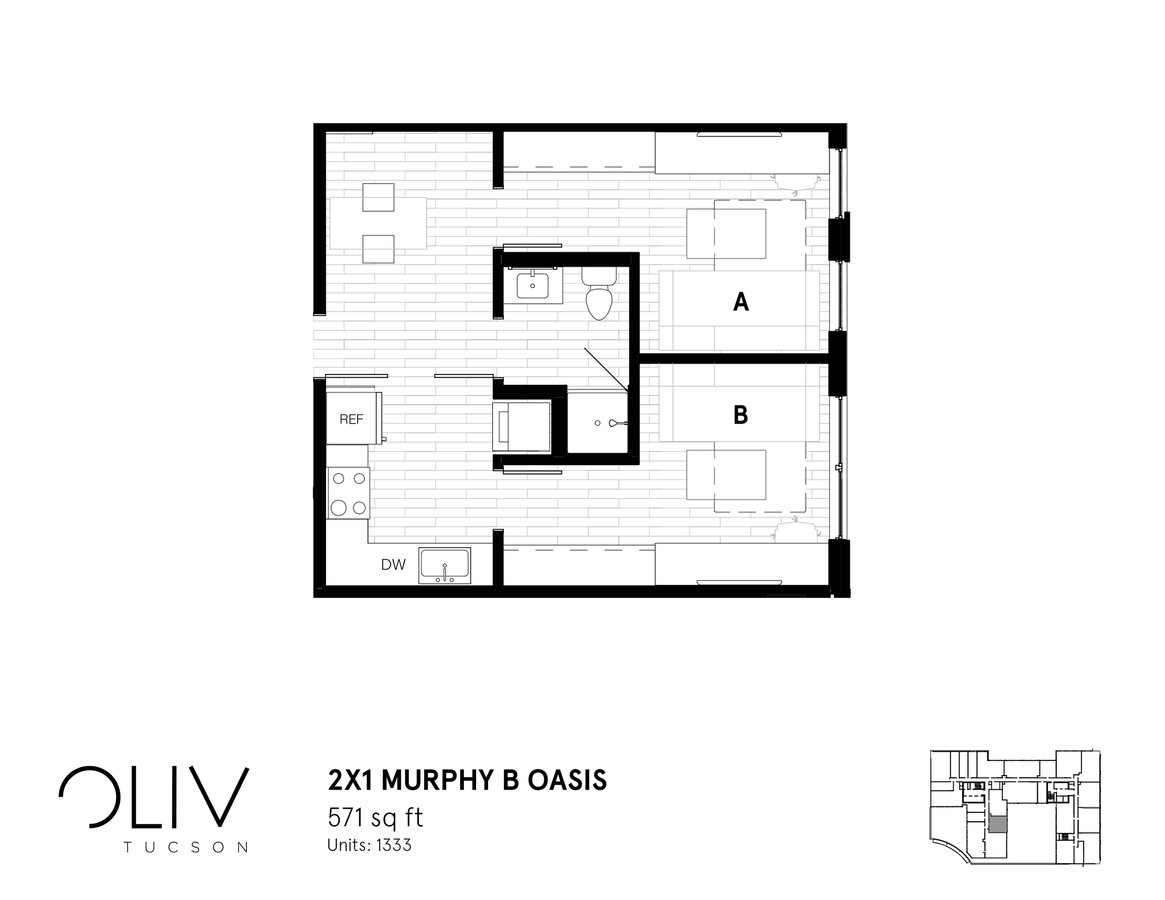 2 Bedrooms 1 Bathroom Apartment for rent at ōliv Tucson in Tucson, AZ