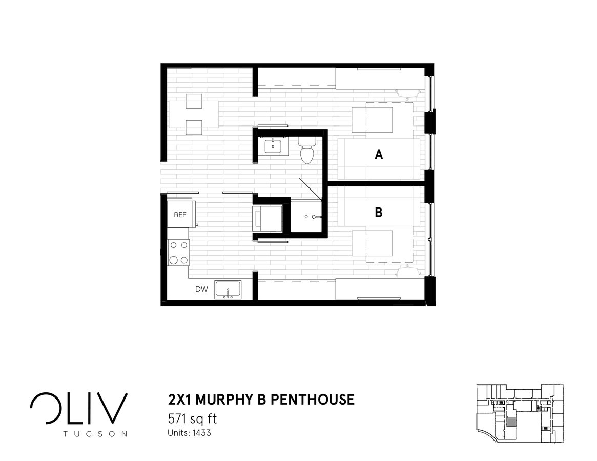 2 Bedrooms 1 Bathroom Apartment for rent at ōliv Tucson in Tucson, AZ