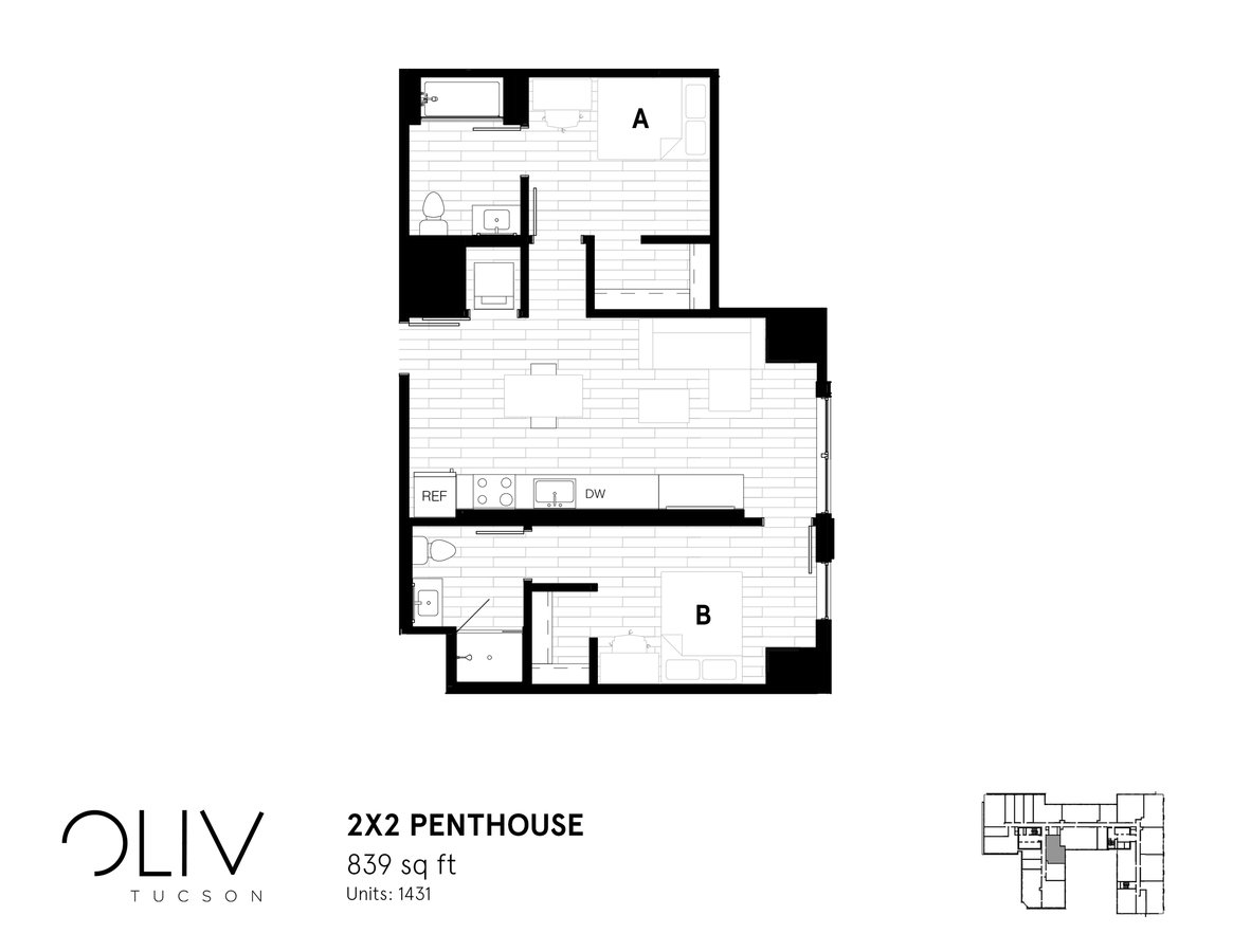 2 Bedrooms 2 Bathrooms Apartment for rent at ōliv Tucson in Tucson, AZ