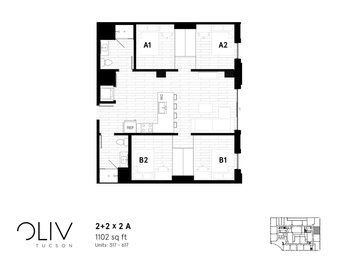2 Bedrooms 2 Bathrooms Apartment for rent at ōliv Tucson in Tucson, AZ