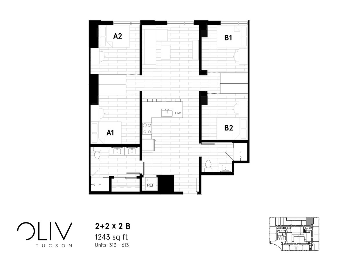 2 Bedrooms 2 Bathrooms Apartment for rent at ōliv Tucson in Tucson, AZ