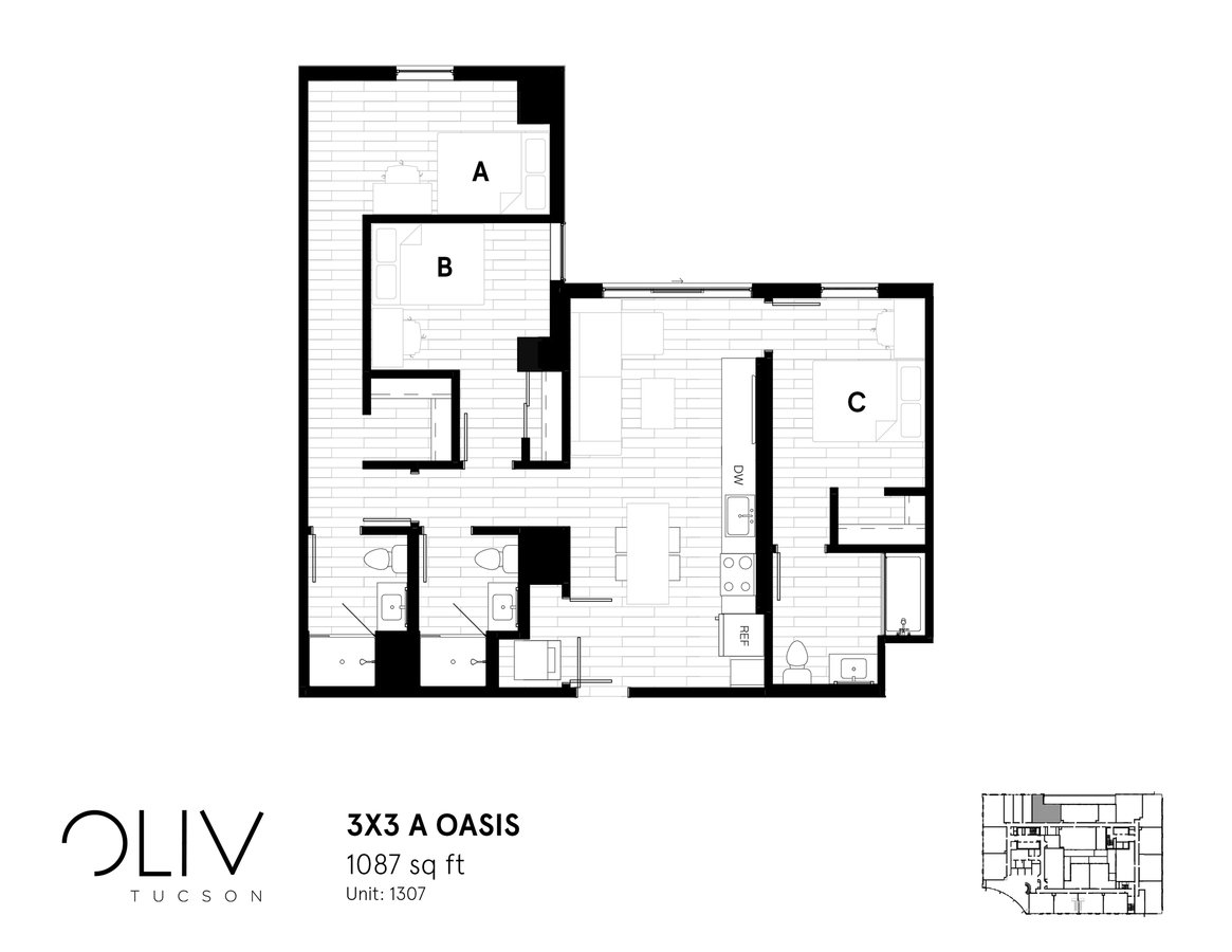 3 Bedrooms 3 Bathrooms Apartment for rent at ōliv Tucson in Tucson, AZ