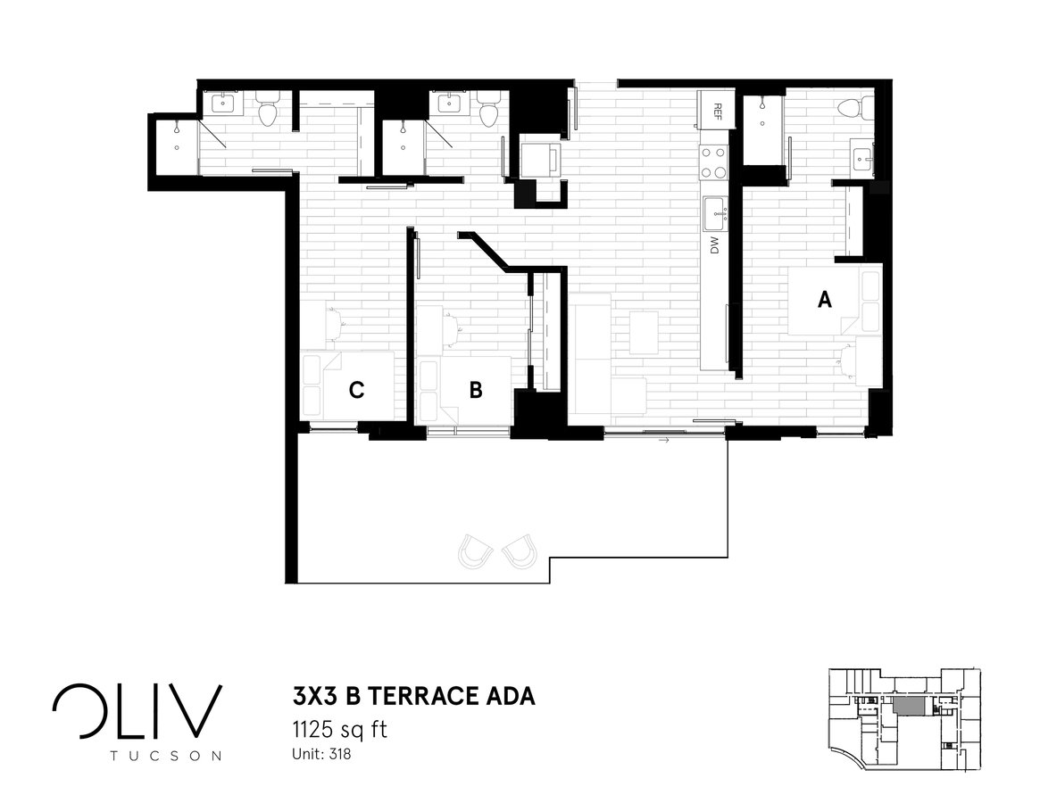 3 Bedrooms 3 Bathrooms Apartment for rent at ōliv Tucson in Tucson, AZ