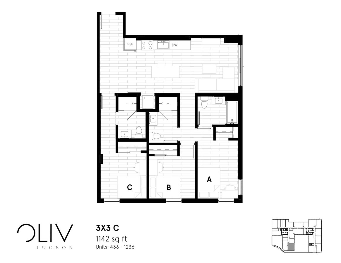 3 Bedrooms 3 Bathrooms Apartment for rent at ōliv Tucson in Tucson, AZ