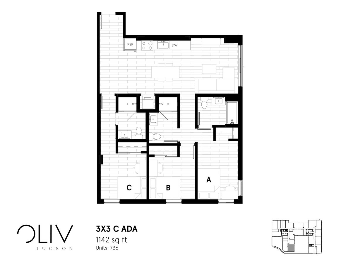 3 Bedrooms 3 Bathrooms Apartment for rent at ōliv Tucson in Tucson, AZ