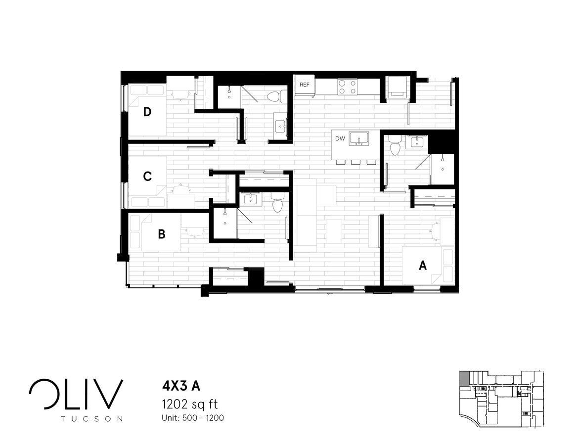 4 Bedrooms 3 Bathrooms Apartment for rent at ōliv Tucson in Tucson, AZ