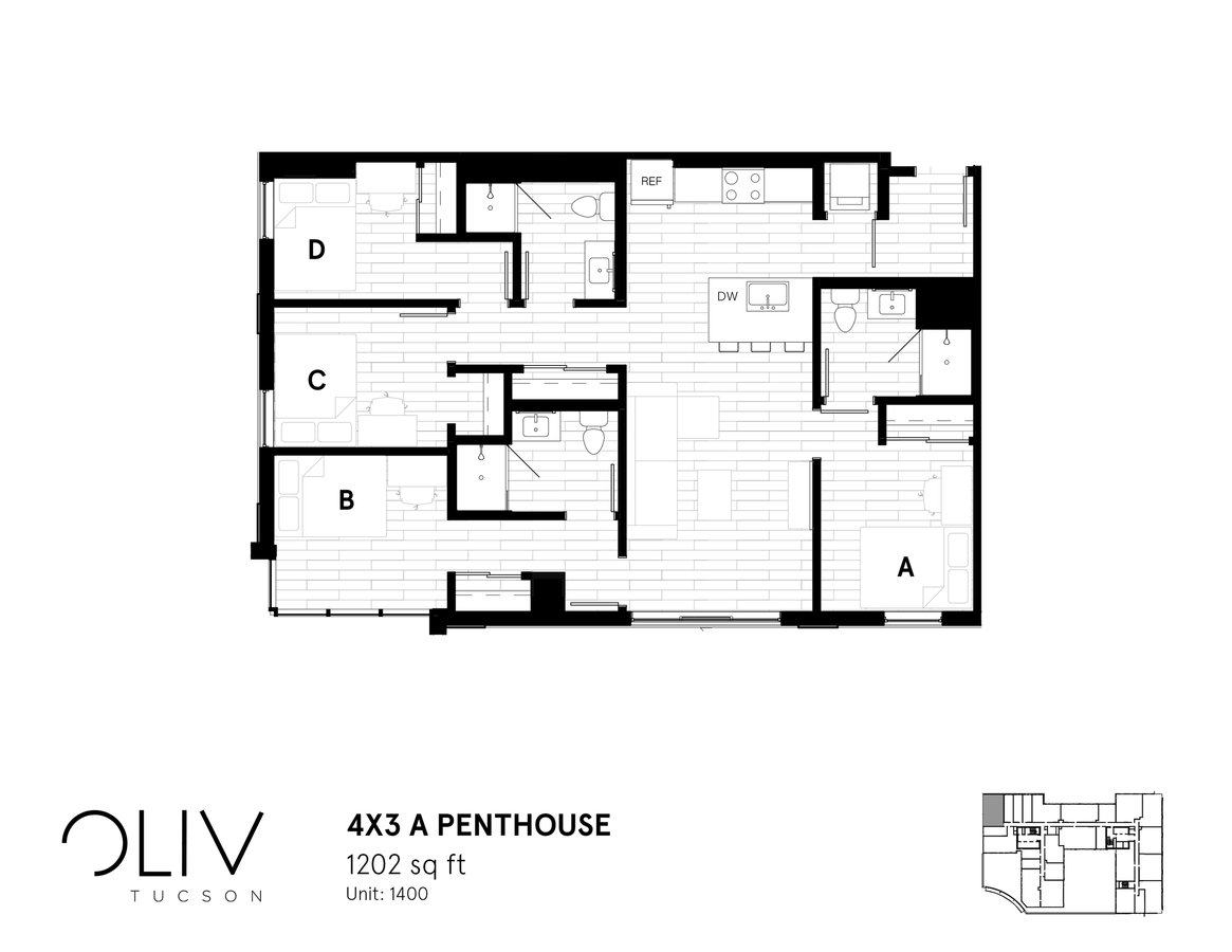4 Bedrooms 3 Bathrooms Apartment for rent at ōliv Tucson in Tucson, AZ